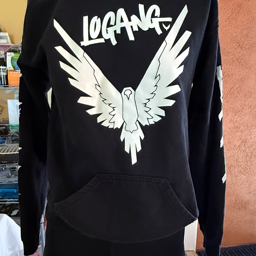 Maverick Logan Black Hoodie with White Graphic Design